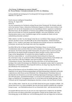 Dr. Werner Brinker, Vorstandsvorsitzender der EWE AG