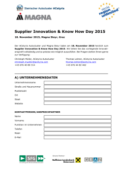 Supplier Innovation & Know How Day 2015