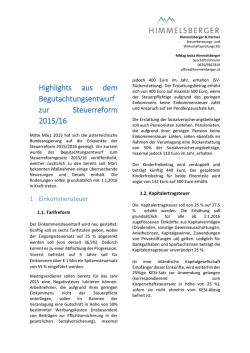 Highlights aus dem Begutachtungsentwurf zur
