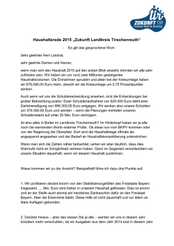 Haushaltsrede 2015 - Zukunft Landkreis Tirschenreuth
