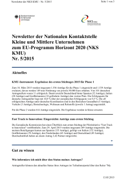 Newsletter der Nationalen Kontaktstelle Kleine und - NKS-KMU