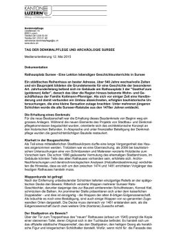 TAG DER DENKMALPFLEGE UND ARCH&Auml;OLOGIE SURSEE