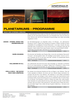 PLANETARIUMS – PROGRAMME - Verkehrshaus der Schweiz