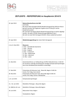 Zeitleiste Reifeprüfung Haupttermin 2014/15