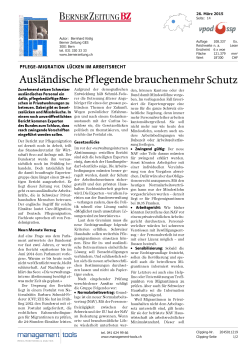 Artikel in der Berner Zeitung vom 26. März 2015