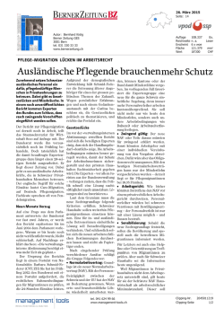 Artikel in der Berner Zeitung vom 26. März 2015