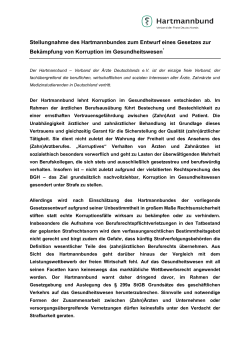 Stellungnahme des Hartmannbundes zum Entwurf eines Gesetzes