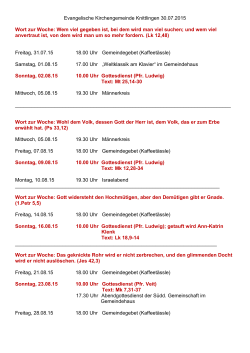 Wochenplan aktuell - Ev. Kirchengemeinde Knittlingen