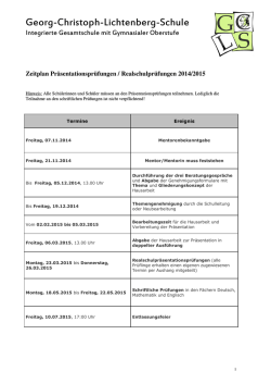 Information Realschulpr&auml;sentationspr&uuml;fungen 2014