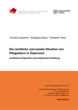 Die rechtliche und soziale Situation von Pflegeeltern in Österreich