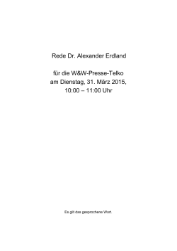 Presse-Telko der W&W AG am 31.03.2015