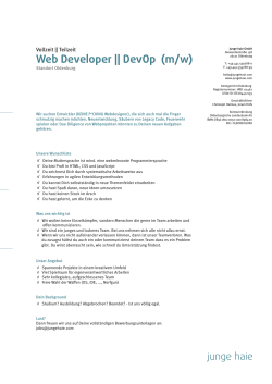 Web Developer || DevOp (m/w)