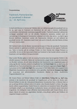 Frankreich, Partnerland der 10. jazzahead! in Bremen 23. – 26. April