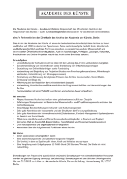 eine/n Referentin/en der Direktorin des Archivs der Akademie der