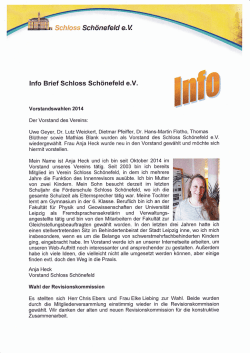 Infobrief Schloss Sch&ouml;nefeld e.V. Februar 2015