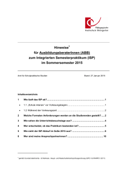 Handreichung ISP für ABB - Pädagogische Hochschule Weingarten