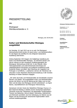 PRESSEMITTEILUNG - Kulturland Rheingau