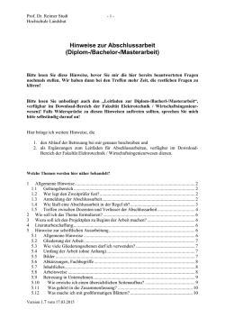 Hinweise zur Abschlussarbeit