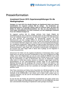 Investment Forum 2015: Expertenempfehlungen f&uuml;r die