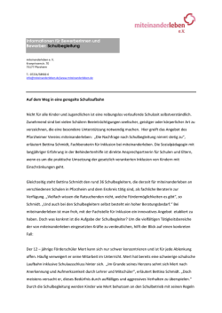 Informationen f&uuml;r Bewerberinnen und Bewerber: Schulbegleitung