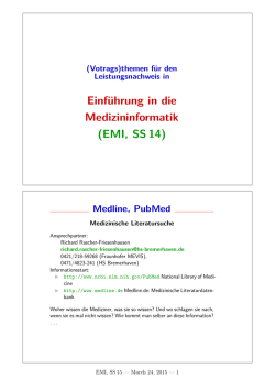 Einf&uuml;hrung in die Medizininformatik (EMI, SS 14)