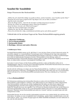 Hochsensibilit&auml;t