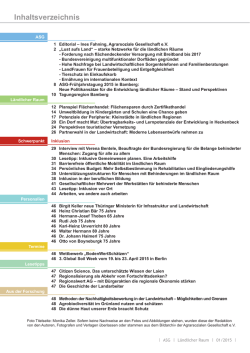 Inhalt der Ausgabe 01/2015 - Die Agrarsoziale Gesellschaft eV