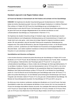 Presseinformation Handwerk zeigt sich in der Region Koblenz robust