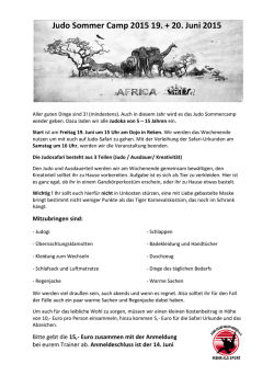 Judo Sommer Camp 2015 19. + 20. Juni 2015 - Judo