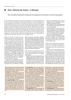Eine &raquo;Stimme der Kultur&laquo; in Br&uuml;ssel