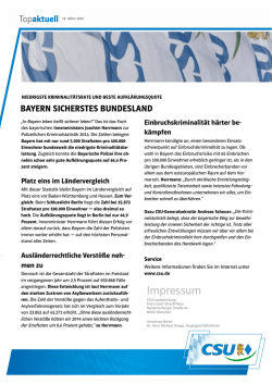 NIEDRIGSTE KRIMINALIT&Auml;TSRATE UND BESTE