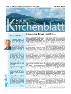 Höfner Kirchenblatt vom 27. März 2015