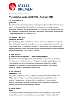 Veranstaltungsübersicht 2015 / Ausblick 2016