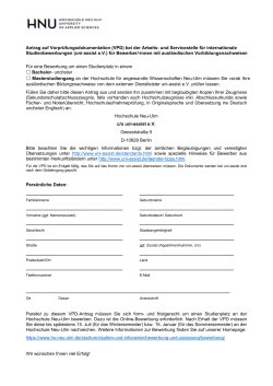 Antrag auf Vorprüfungsdokumentation (VPD) - Hochschule Neu-Ulm