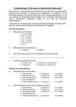 Projektumfrage „Ü-50-Leben in Neunkirchen Seelscheid“