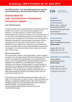 Einladung: CSR-Frühstück am 16. April 2015 - IHK Darmstadt