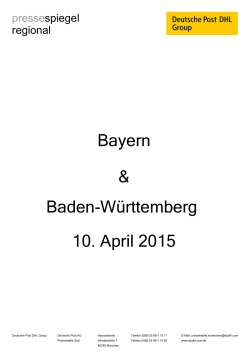 Pressespiegel Süd (Auszug) vom 10.04.2015