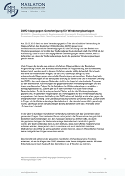 DWD klagt gegen Genehmigung f&uuml;r Windenergieanlagen