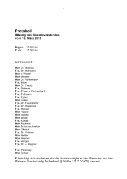 Protokoll und Tagesordnung der Vorstandssitzung am 18.03.2015