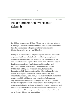 Bei der Integration irrt Helmut Schmidt