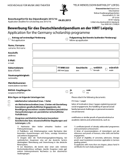Bewerbung für das Deutschlandstipendium an der HMT Leipzig