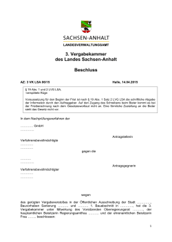 Beschluss 3 VK LSA 06/15 - Landesverwaltungsamt Sachsen