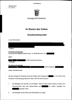 Im Namen des Volkes Anerkenntnisurteil
