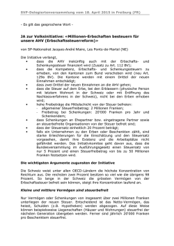 JA zur Volksinitiative: &laquo;Millionen-Erbschaften besteuern f&uuml;r