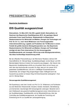 IDS Logistik - Gewinner des Bayerischen Qualitätspreises
