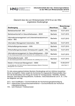 Informationsblatt über das Zulassungsverfahren für Bewerber