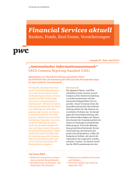 Financial Services aktuell - 87. Newsletter "Automatischer