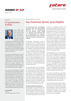 FUTURE Newsletter Nr. 52, Juni 2015 Die Hochschulen und