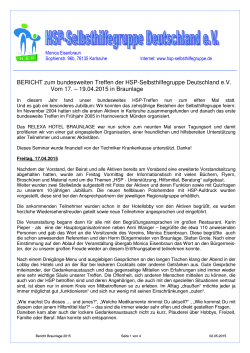 Bericht Braunlage 2015 - HSP-Selbsthilfegruppe Deutschland EV