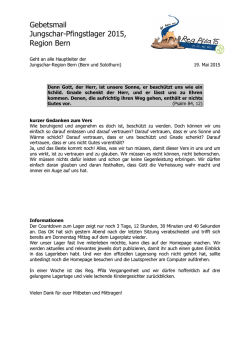 Gebetsmail Mai 2015 - Jungscharen der Region Bärn